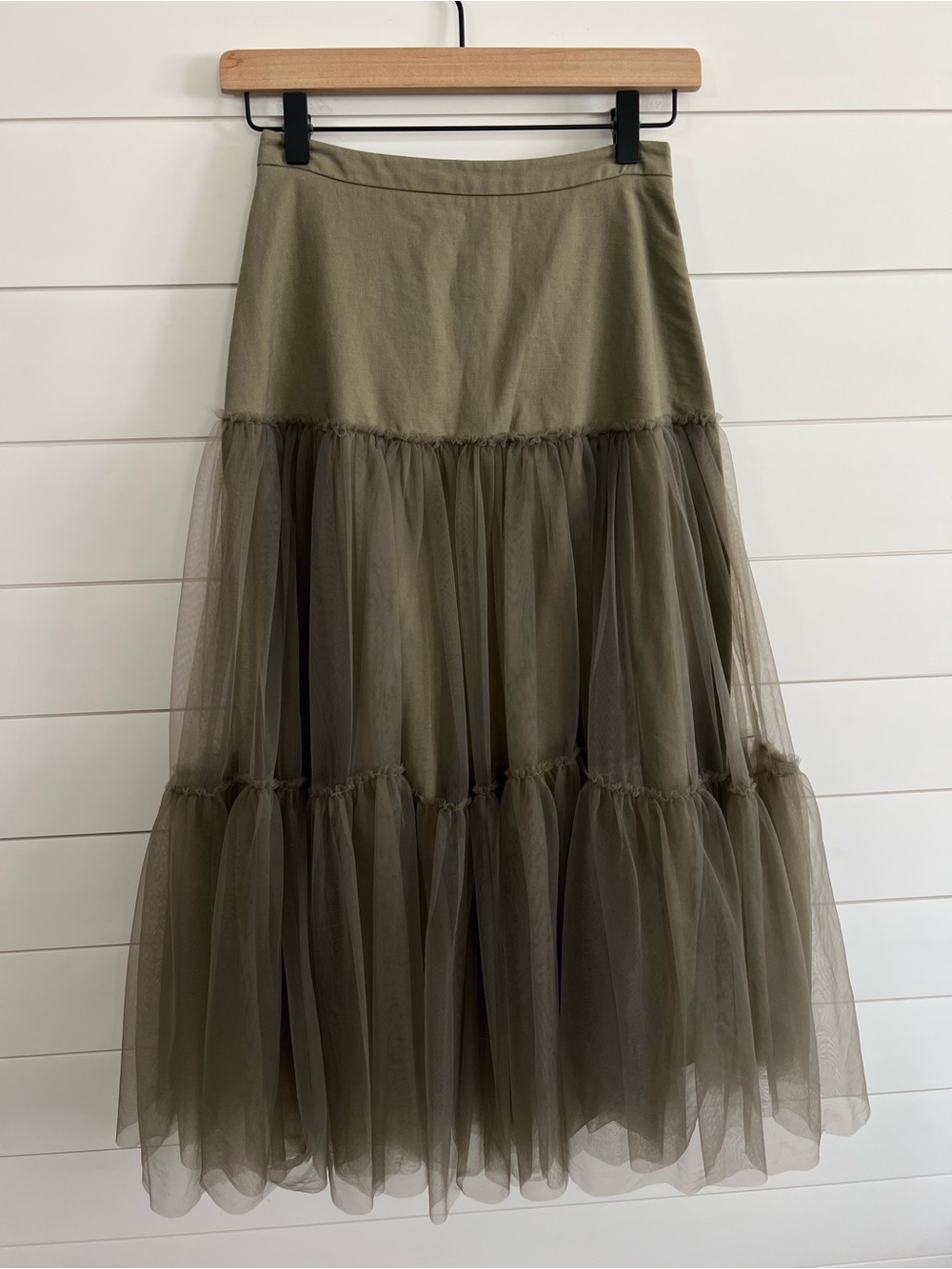 Mare Mare x Anthropologie Tiered Tulle Midi Skirt NWT Womens XXS Fairy Boho